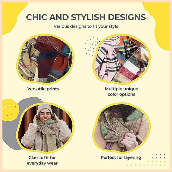 Super Soft Luxurious Cashmere Feel unisex Brown-beige Plaid - Picture 3 of 6